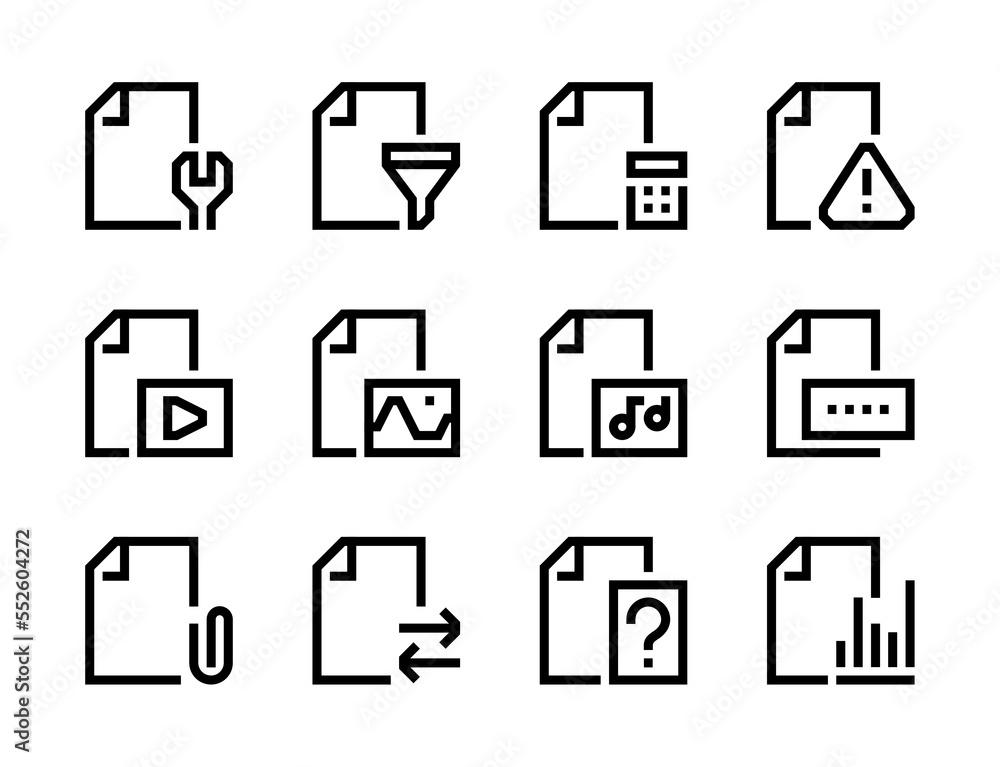 File management, Document settings and Paperwork line vector icons. File type and Page form editable stroke outline icon set. File management, Document settings and Paperwork line vector icons. File type and Page form editable stroke outline icon set.