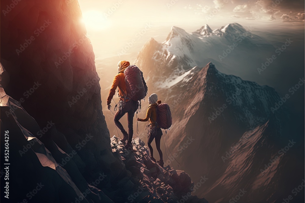 Fototapeta premium Digital illustration about climber on the mountain.