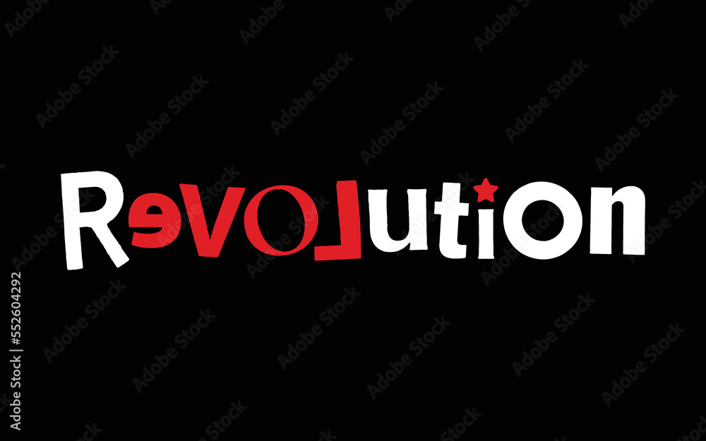 Love Revolution collage lettering type vector