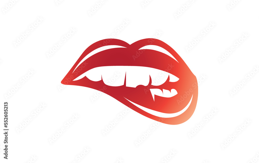 Sexy hot lips bite sign vector. Sexy lips icon and symbol design vector Sexy hot lips bite sign vector. Sexy lips icon and symbol design vector