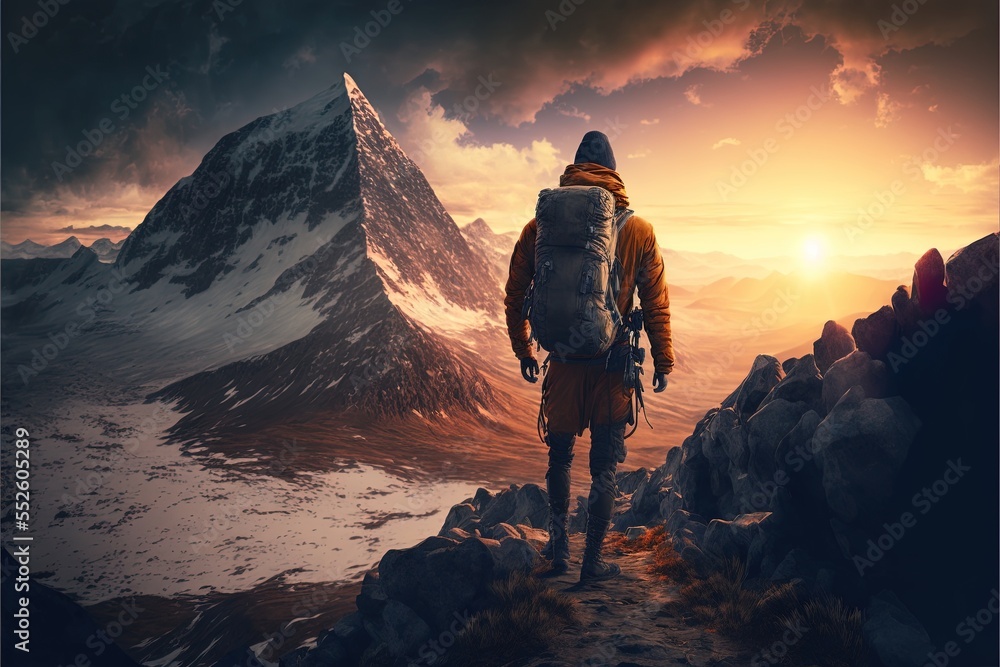 Digital illustration about climber on the mountain. Digital illustration about climber on the mountain.