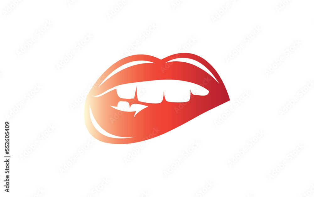 Sexy hot lips bite sign vector. Sexy lips icon and symbol design vector Sexy hot lips bite sign vector. Sexy lips icon and symbol design vector