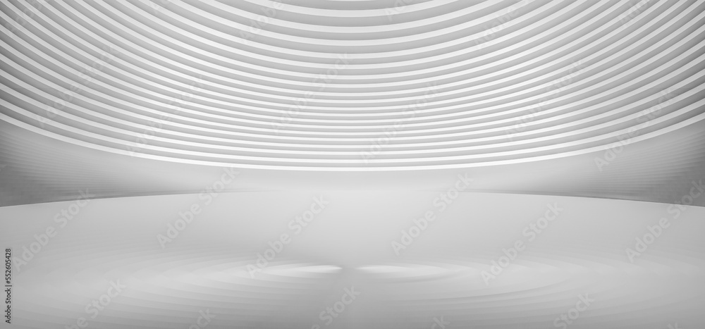 Fototapeta premium 3D rendering of white curved stage display platform futuristic spatial background