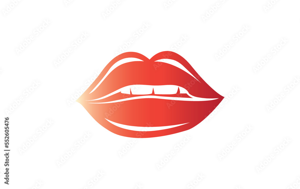 Sexy hot lips bite sign vector. Sexy lips icon and symbol design vector Sexy hot lips bite sign vector. Sexy lips icon and symbol design vector