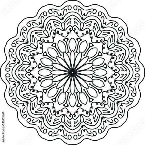 Indian mandala coloring page, vector illustration