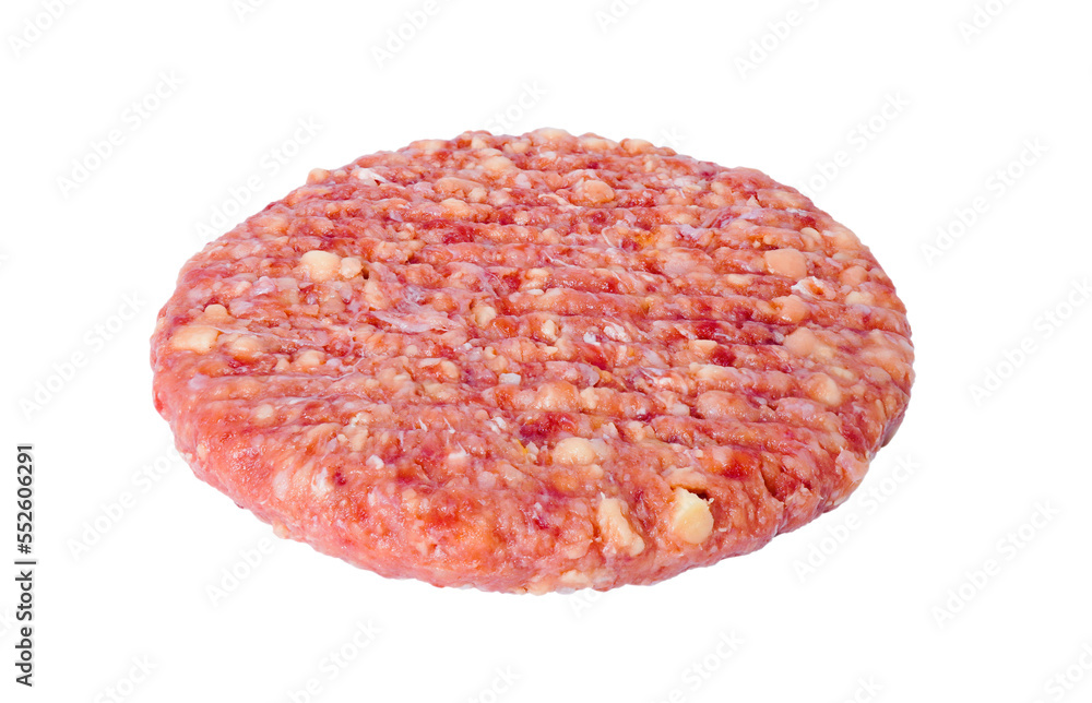 Raw burger meat isolated on transparent background with PNG. StockFoto