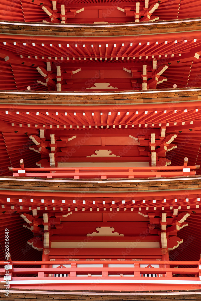 Closeup Abstract of a red pagoda. High-quality photo was taken on a sunny day Closeup Abstract of a red pagoda. High-quality photo was taken on a sunny day
