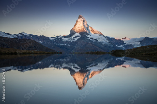 Matterhorn mountain and its reflection in the lake