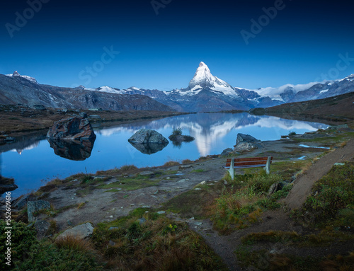 Matterhorn mountain and its reflection in the lake