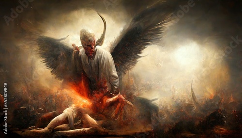 illustration defeat by an angel in hell