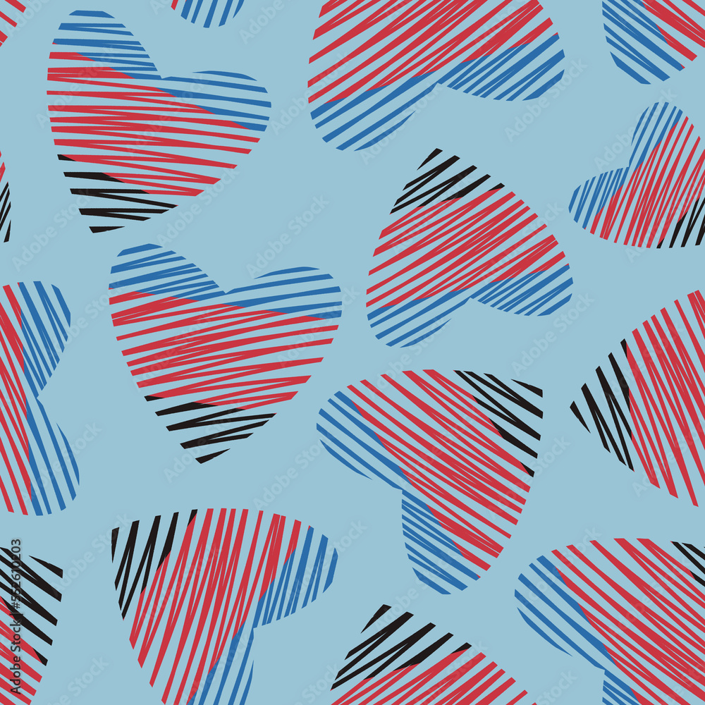 Hand-drawn seamless pattern with heart and polyamorous flag. Polyamory, love diversity, LGBT and free relationships concept. Web or print background, raster design element. Hand-drawn seamless pattern with heart and polyamorous flag. Polyamory, love diversity, LGBT and free relationships concept. Web or print background, raster design element.