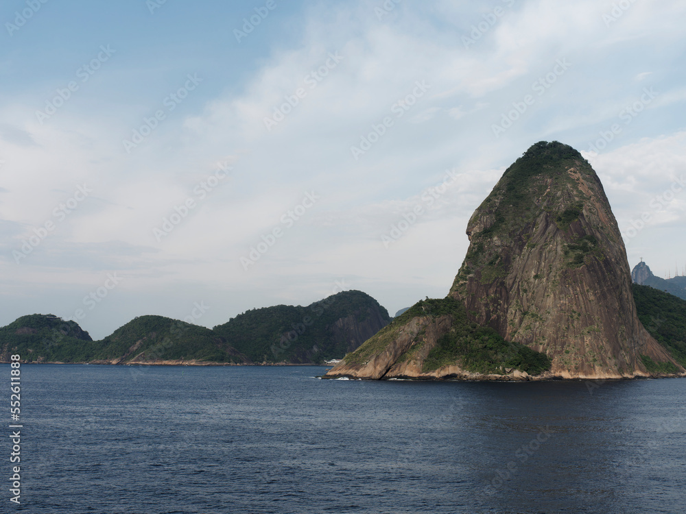 Fototapeta premium Profile View of the Sugarloaf Mountain Above Guanabara Bay in Rio de Janeiro, Brazil