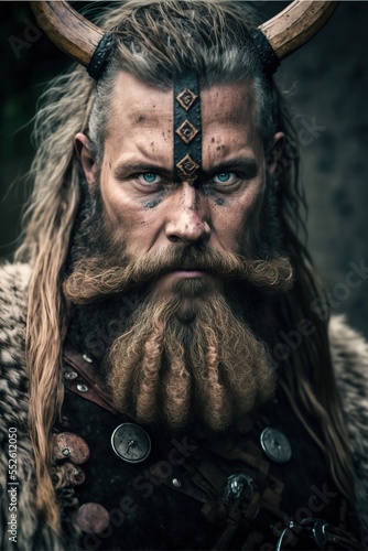 Viking man with beard, Generative AI photo