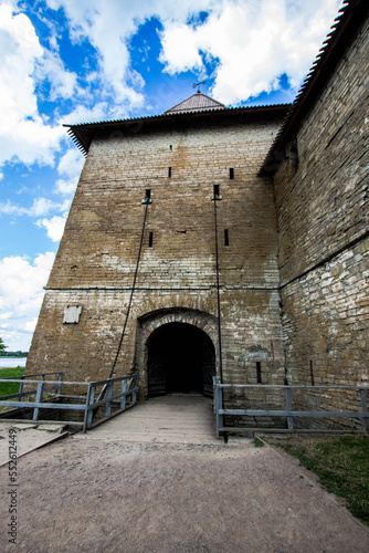 Gate tower of the fortress with a suspension bridge