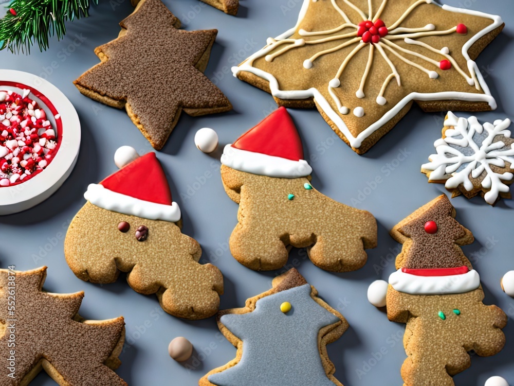 gingerbread cookies and christmas cookies with Generative AI technology gingerbread cookies and christmas cookies with Generative AI technology