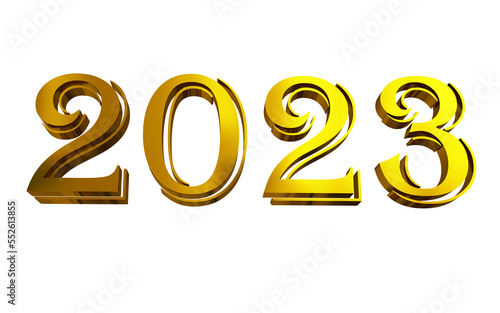 golden new year 2023 3d render design