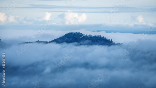 Fog in the montains in the morning