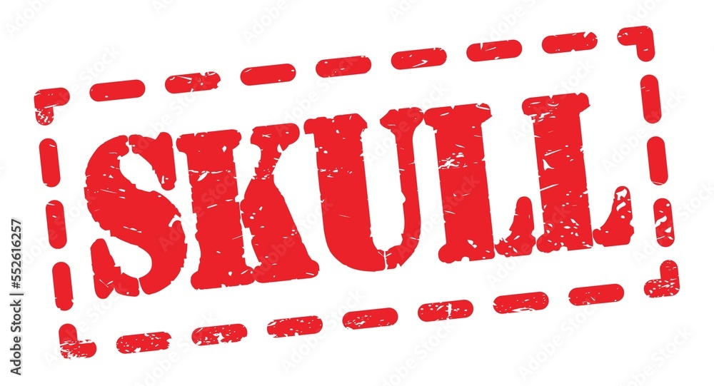 SKULL text written on red stamp sign. SKULL text written on red stamp sign.