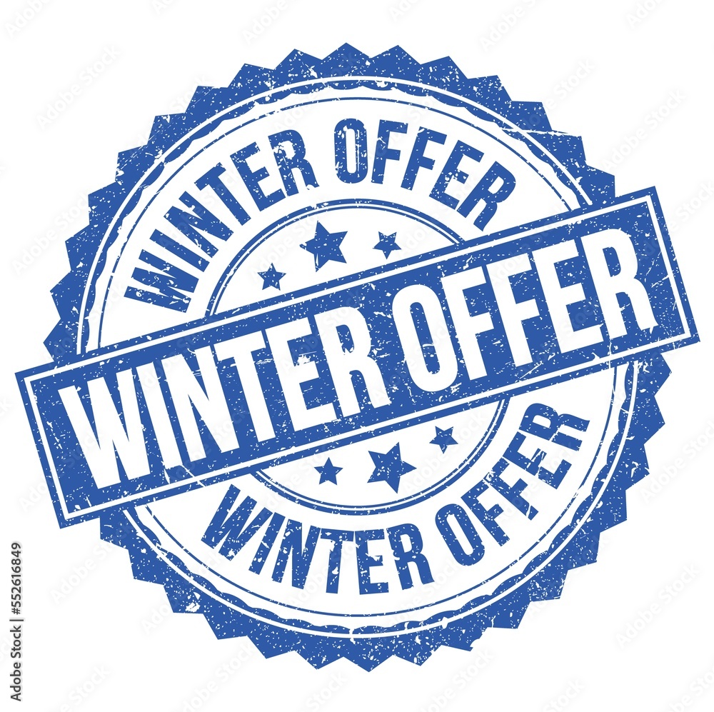 Obraz premium WINTER OFFER text on blue round stamp sign