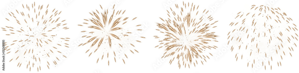 Obraz premium Set Of Realistic Glowing Yellow Fireworks Brightly Shining Illustration Design