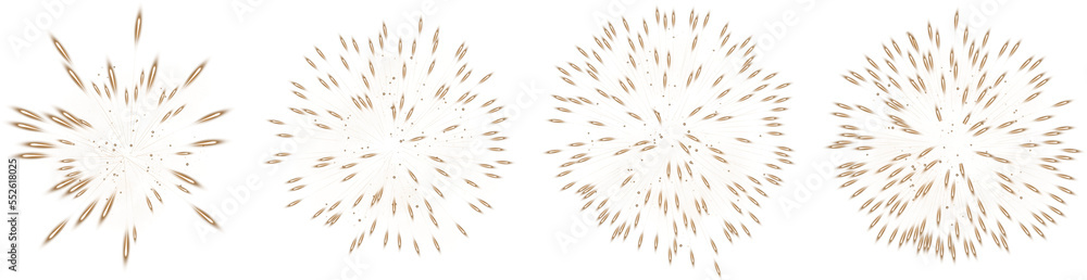 Obraz premium Set Of Realistic Glowing Yellow Fireworks Brightly Shining Illustration Design