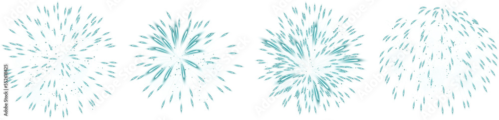 Obraz premium Set Of Realistic Glowing Blue Fireworks Brightly Shining Illustration Design