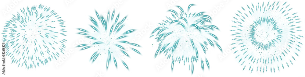 Obraz premium Set Of Realistic Glowing Blue Fireworks Brightly Shining Illustration Design