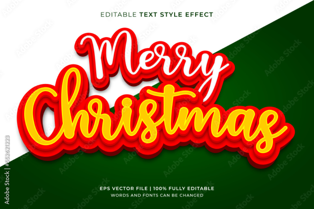 Obraz premium Merry Christmas 3D Editable Text Effect