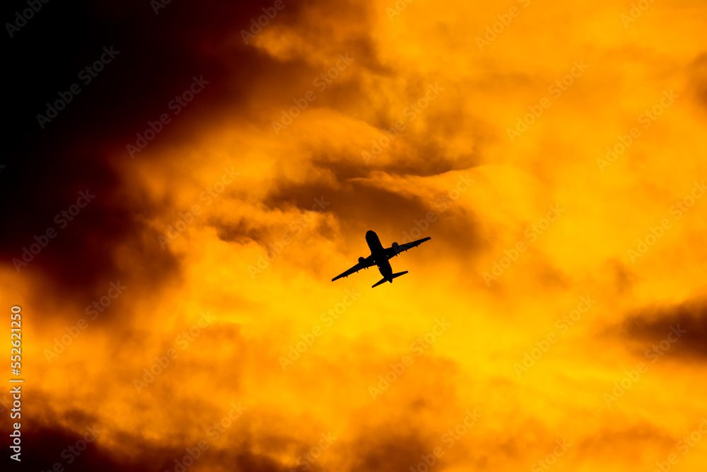 Aircraft Passenger take off shot at sunset time Aircraft Passenger take off shot at sunset time