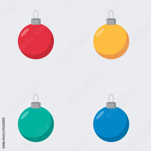 Christmas toys on the Christmas tree, Festive set for Christmas. Vector set with xmas objects -  christma balls on a Christmas tree   isolated on white background illustration