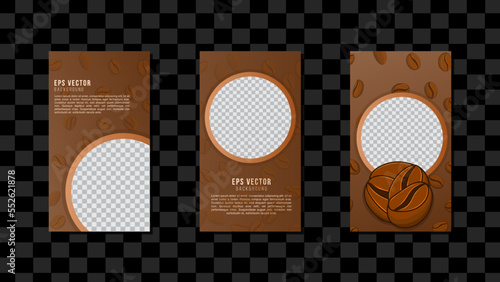 Coffee Vertical Social Media Template Design Abstract Background EPS 10 Vector used for Cafe Coffee Shop Banner