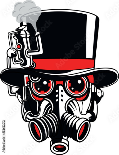 Illustration of Steampunk Character with Mask
