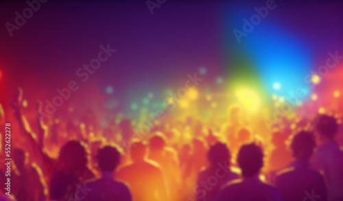 Blurred background revelry shindig. Night party with people are having fun in the spotlight at a nightclub 