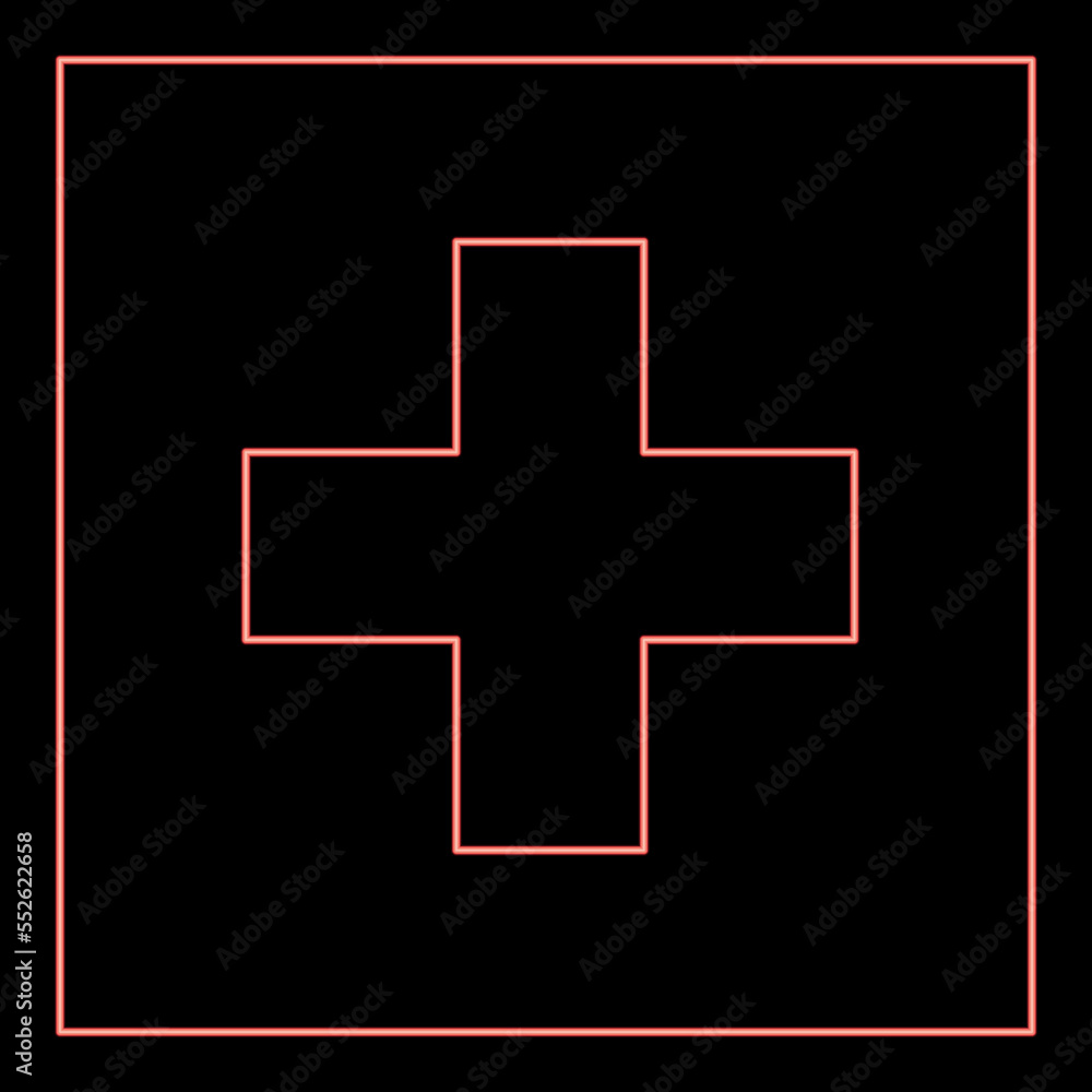 Obraz premium Neon flag of Switzerland red color vector illustration image flat style