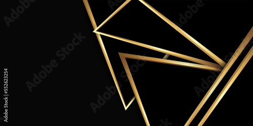 Abstract black background with line golden elements. Geometric style 3d modern concept. vector illustration for design.