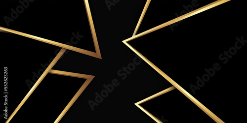 Abstract black background with line golden elements. Geometric style 3d modern concept. vector illustration for design.