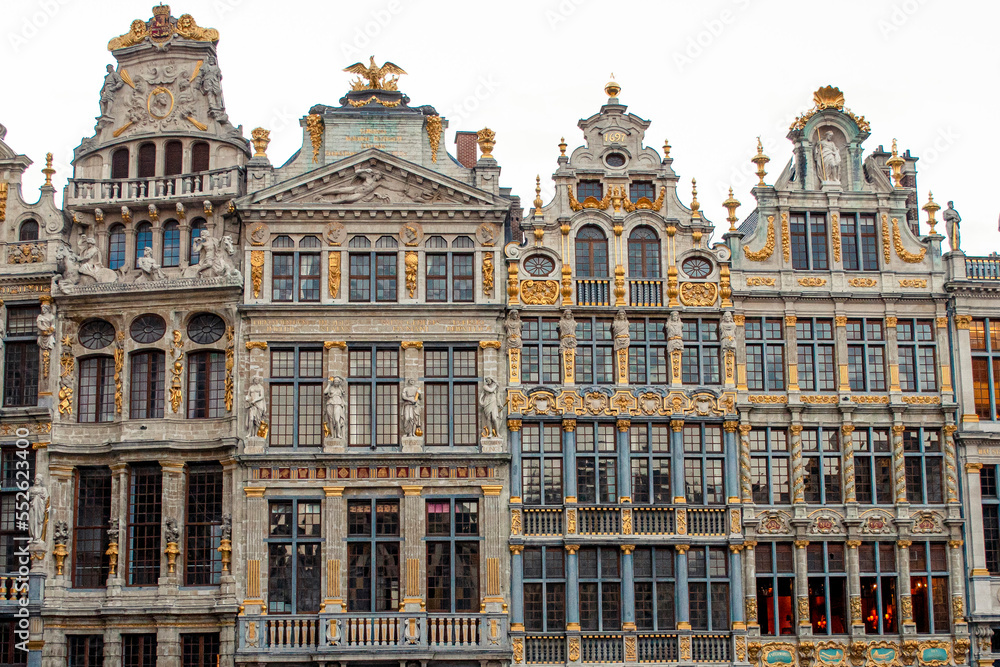Fototapeta premium Facade of different buildings in Brussels
