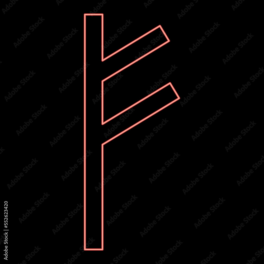 Neon fehu rune F symbol feoff own wealth red color vector illustration image flat style Neon fehu rune F symbol feoff own wealth red color vector illustration image flat style
