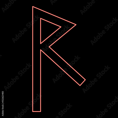 Neon raido rune raid symbol road red color vector illustration image flat style