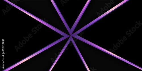 Geometric photography  lines of vibrant neon purple on black background.