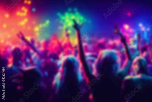 Wallpaper Mural Blurred background revelry shindig. Night party with people are having fun in the rainbow spotlight at a nightclub  Torontodigital.ca