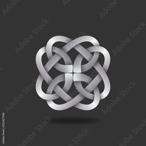 Celtic intertwining silver knot pattern