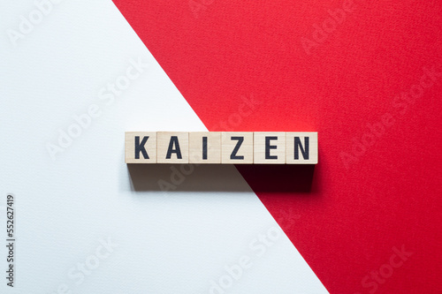 Kaizen - word concept on cubbes