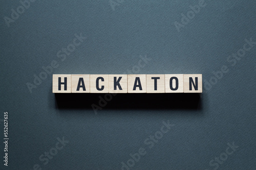 Hackaton - word concept on cubes photo