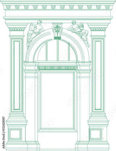 Classic roman style entrance gate sketch