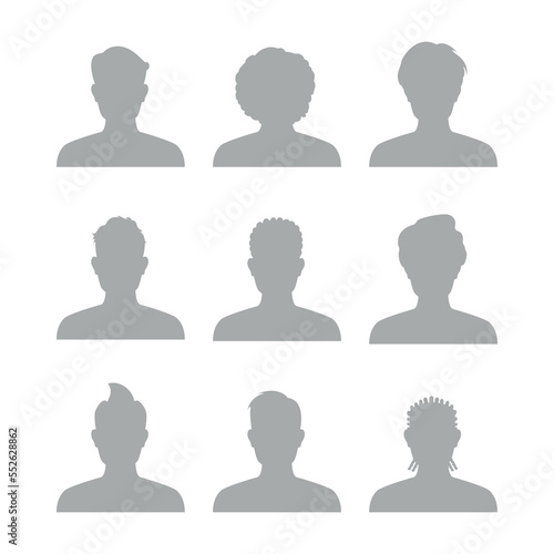 Set of men avatar faces isolated on white background. Man avatar profile. Different human face icons. Vector stock
