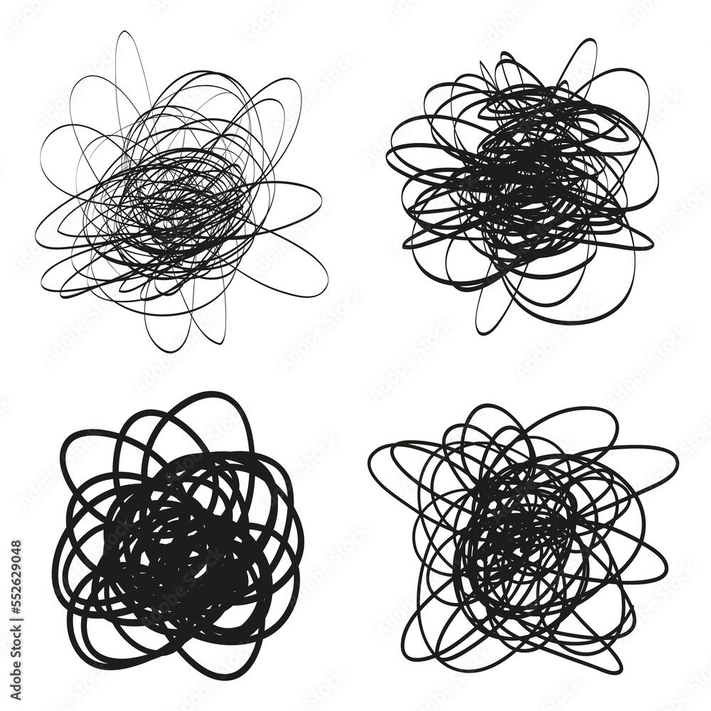 Set of chaos waved patterns on white. Tangled texture with lines. Hand drawn dinamic scrawls. Backgrounds with lines and waves. Prints for banners, posters, flyers and textiles Set of chaos waved patterns on white. Tangled texture with lines. Hand drawn dinamic scrawls. Backgrounds with lines and waves. Prints for banners, posters, flyers and textiles
