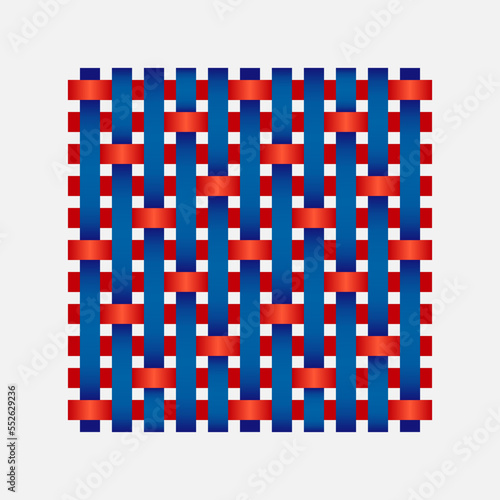 Thread crossing pattern in satin weave fabric