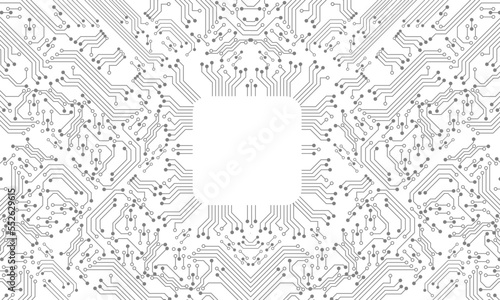 Grey circuit line technology pattern on white background vector