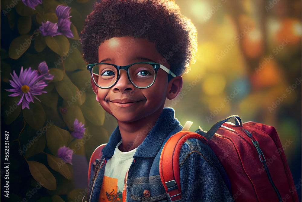 Young Boy with Backpack ready to go to School Young Boy with Backpack ready to go to School